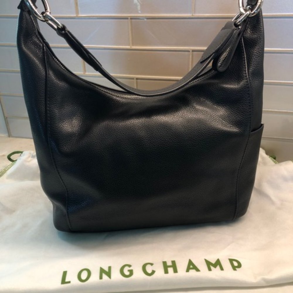 Longchamp Le Foulonne Black Leather Hobo